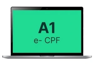 notebook com a escrita na tela: A1 cpf