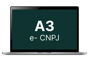notebook com a escrita na tela: A3 e-CNPJ