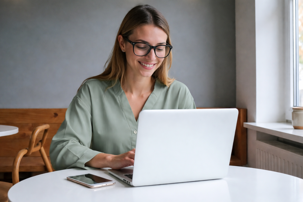 Mulher trabalhando em um notebook em ambiente de escritório representando: Como a apuração assistida afeta o fluxo de caixa das empresas?